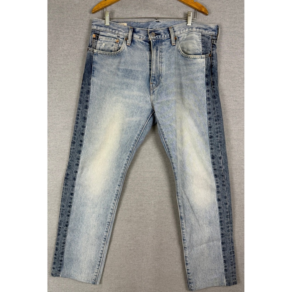 Levis 502 Taper Two Tone Panel‎ Jeans Mens 36x32 Blue Denim Contrast Side Stripe